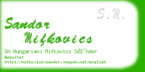 sandor mifkovics business card